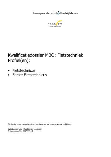 Kwalificatiedossier MBO: Fietstechniek Profiel(en):