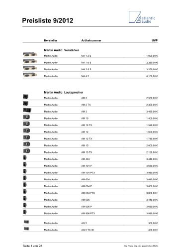 Preisliste 9/2012 - Atlantic Audio