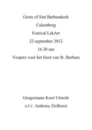 vespers Barbara Culemborg - Gregoriaans Koor Utrecht