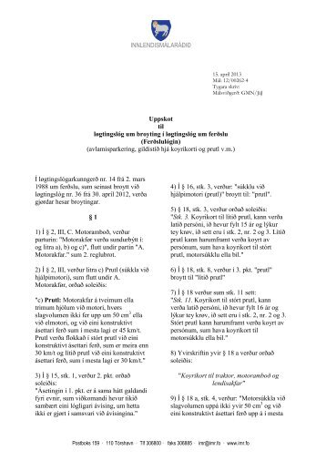 Broytingaruppskot, ferðslulógin - Føroya Kommunufelag