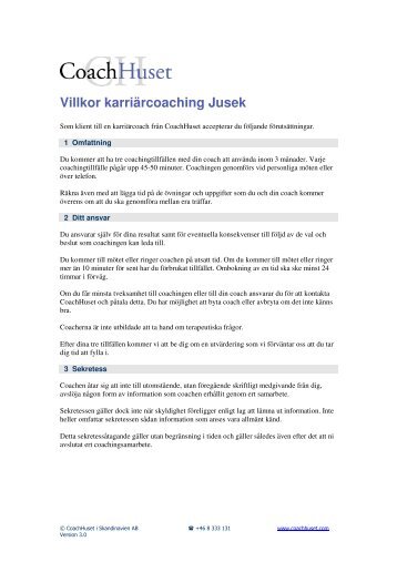 Villkor karriärcoachning - Jusek