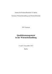 Qualitätsmanagement in der Wärmebehandlung - TU Berlin