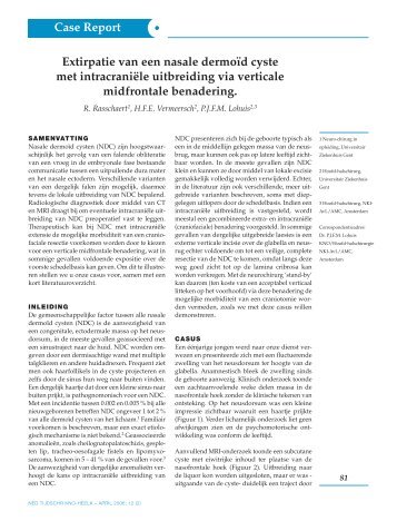 Case Report Extirpatie van een nasale dermoïd cyste - Facial Plastic ...