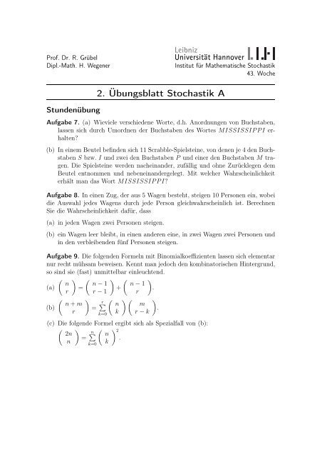 2 Ubungsblatt Stochastik A