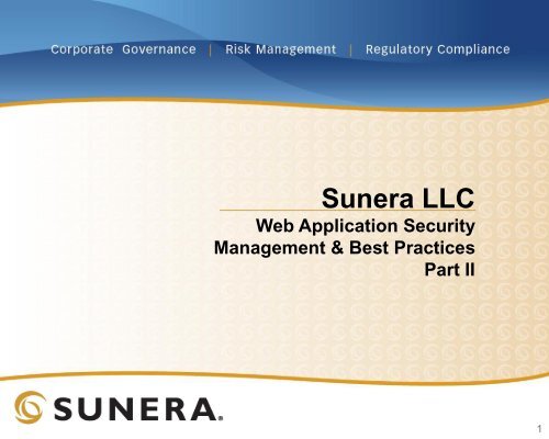 Sunera Security Services - ISACA South Florida Chapter