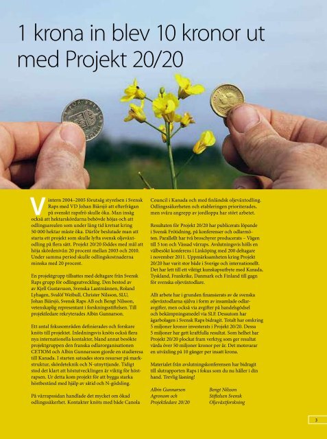 Rapport från Svensk Raps AB Projekt 20/20 - Rapsi.fi