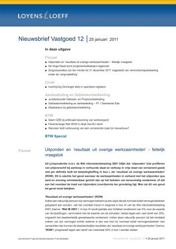 Nieuwsbrief Vastgoed 12 25 januari 2011 - Loyens & Loeff