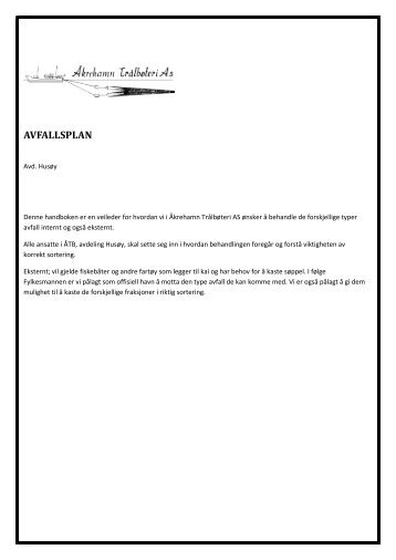 Last ned avfallsplan i PDF-format her - Åkrehamn Trålbøteri AS