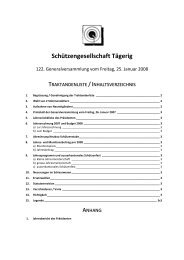 Protokoll Generalversammlung 2008 - Schützengesellschaft Tägerig