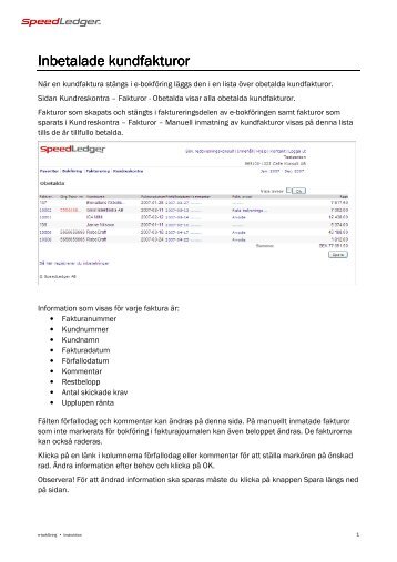 Inbetalade kundfakturor Inbetalade kundfakturor - Speedledger
