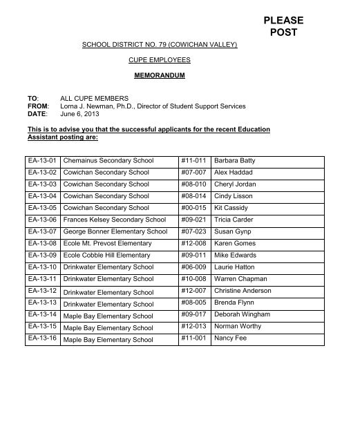 Bench Elementary - Cowichan Valley School District 79