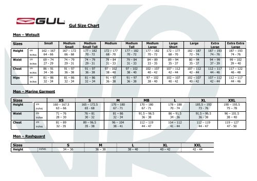 Gul Junior Drysuit Size Chart