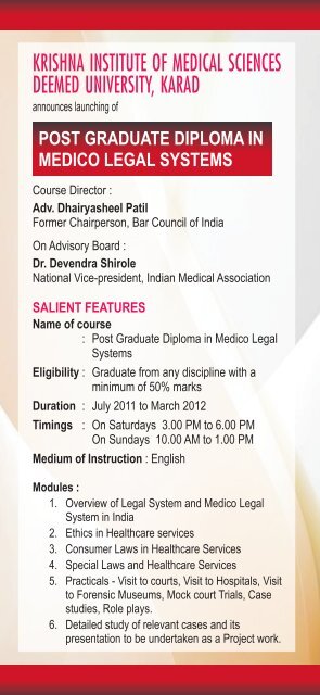Post Graduate Diploma in Medico Legal Systems - Krishna Institute ...
