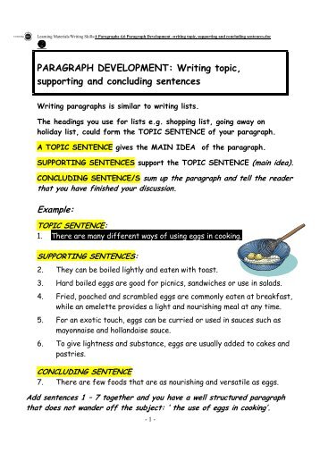 writing a topic sentence