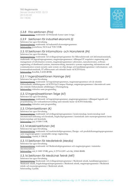 THS Reglemente, reviderat KF5 12/13 - Tekniska Högskolans ...