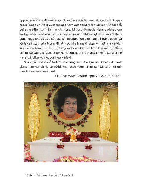 Höst 2012 - Sri Sathya Sai Baba Seva Organisation