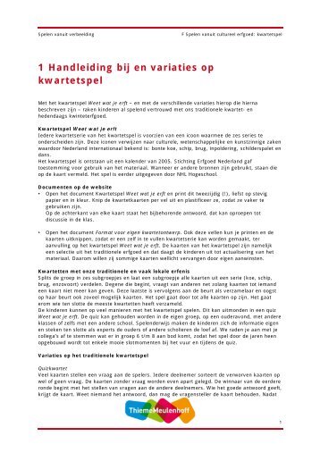 1 Handleiding bij en variaties op kwartetspel - Spelen vanuit ...