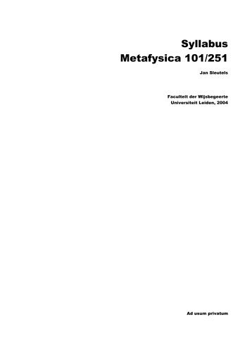 Syllabus Metafysica 101/251 - Jan Sleutels