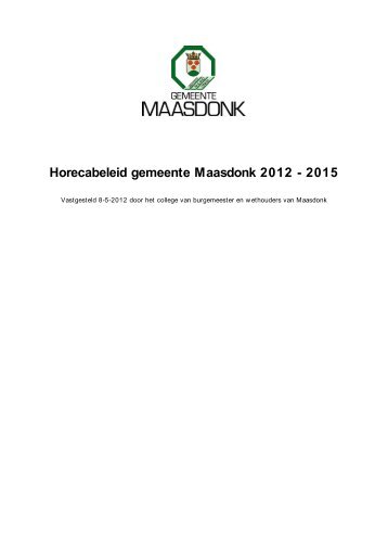 Horecabeleid gemeente Maasdonk 2012 - 2015