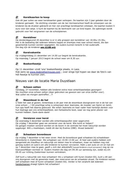Nieuwsbrief 5 27 november 2012 - Jan Vermeer