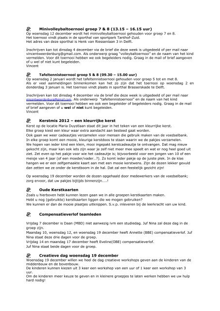 Nieuwsbrief 5 27 november 2012 - Jan Vermeer