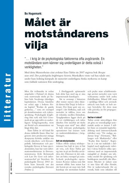 Nr 2/ 2009 Årgång 121 - Allmänna Försvarsföreningen