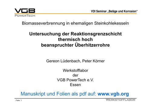 VDI Korrosion - VGB PowerTech