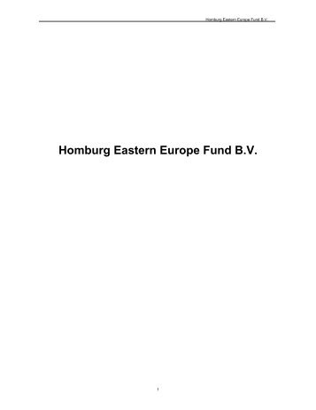 Homburg Eastern Europe Fund B.V.