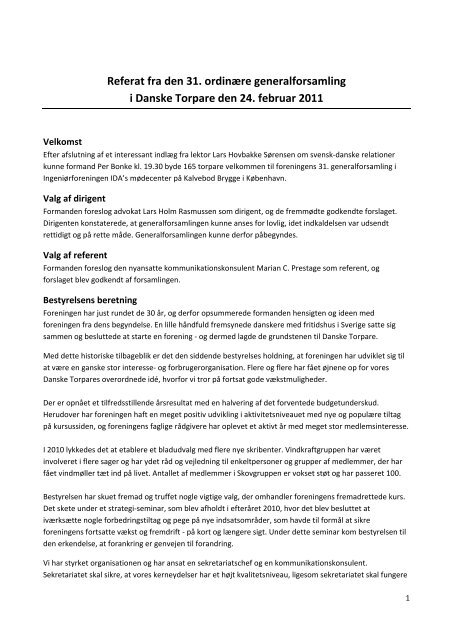 Referat fra den 31 - Danske Torpare