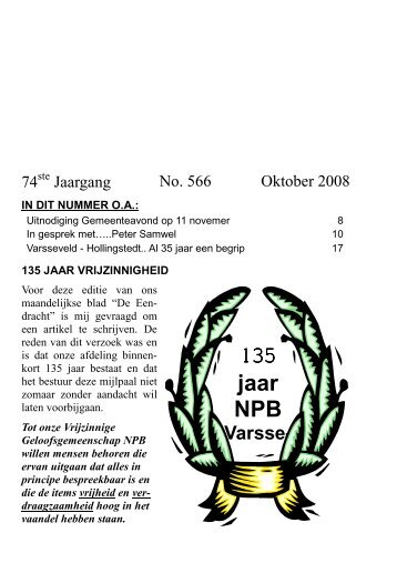 Oktober - Vrijzinnige Geloofsgemeenschap NPB Varsseveld