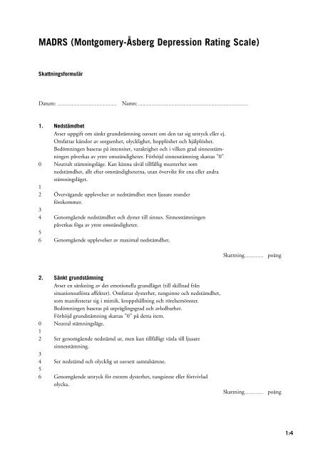 Madrs Scale Guide.pdf MADRS (Montgomery-Åsberg Depression Rating ... - Dagens Medicin
