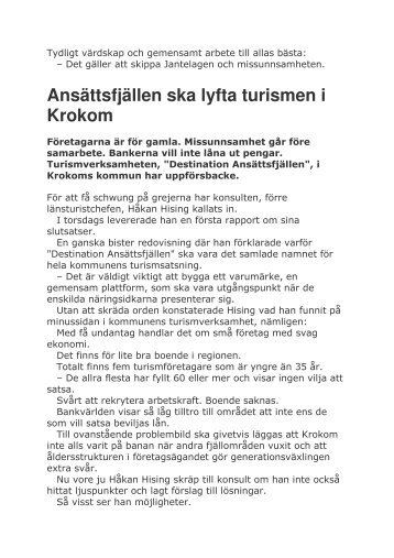 Ansättsfjällen ska lyfta turismen i Krokom