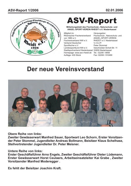 Der neue Vereinsvorstand - und Angel-Sport-Verein Rheidt e.v.