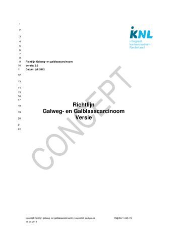 Richtlijn Galweg- en Galblaascarcinoom Versie - Oncoline