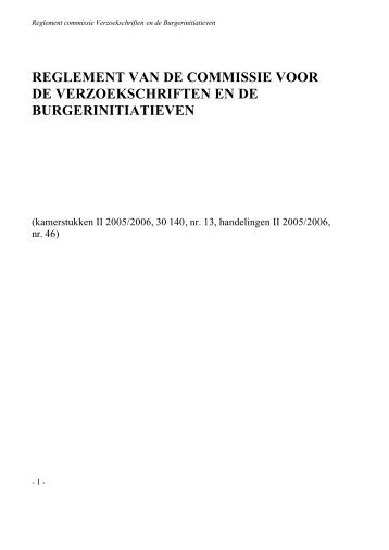 Reglement commissie Verzoekschriften en de ... - Tweede Kamer