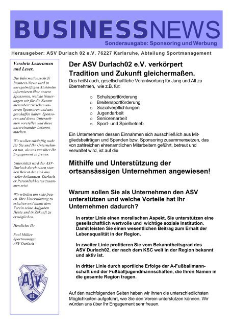 BUSINESSNEWS - ASV Durlach