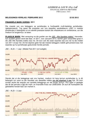 Beleggings Verslag - Gerber & Louw