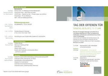 PM 120503 Programm Tag der offenen Tür - SRH Hochschule ...