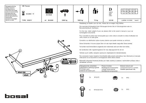 9,9 kN 75 kg 1825 kg 2260 kg e4 00-2426 TYPE: 033211 VW ...