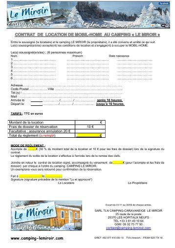 Document De Location D Un Mobil Home Saison Document De Location D Un Mobil Home Saison