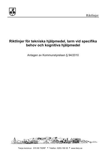 Riktlinjer för tekniska hjälpmedel, larm vid specifika ... - Tierps kommun