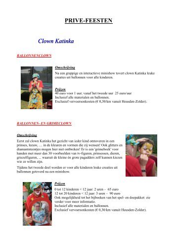 PRIVE-FEESTEN Clown Katinka - AniKatinka