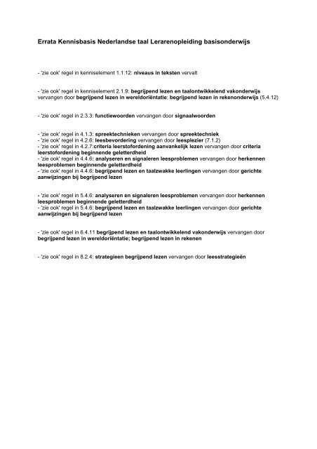 Beste Errata Kennisbasis Nederlandse taal Lerarenopleiding - Mentorix OC-73