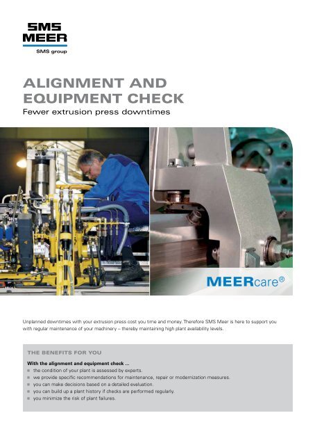ALIGNMENT AND EQUIPMENT CHECK MEErcare - SMS Meer GmbH