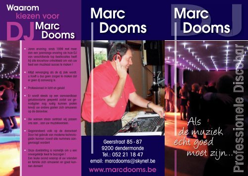 Download hier mijn informatieve folder! - DJ Marc Dooms