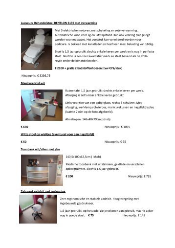 Luxueuze Behandelstoel BENTLON 6195 met verwarming Met 3 ...