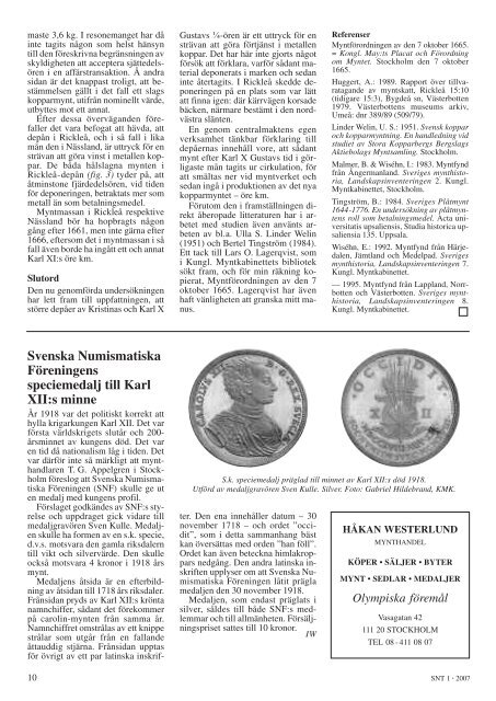 FEBRUARI 1 • 2007 - Svenska Numismatiska Föreningen