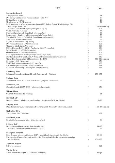 FEBRUARI 1 • 2007 - Svenska Numismatiska Föreningen