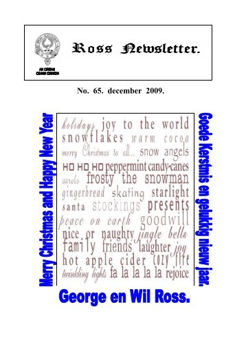 Klik hier voor de Ross Newsletter nr. 65, december 2009