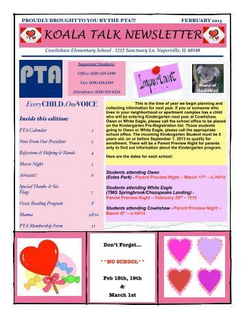 Koala Talk Newsletter - February - Cowlishaw Elementary School